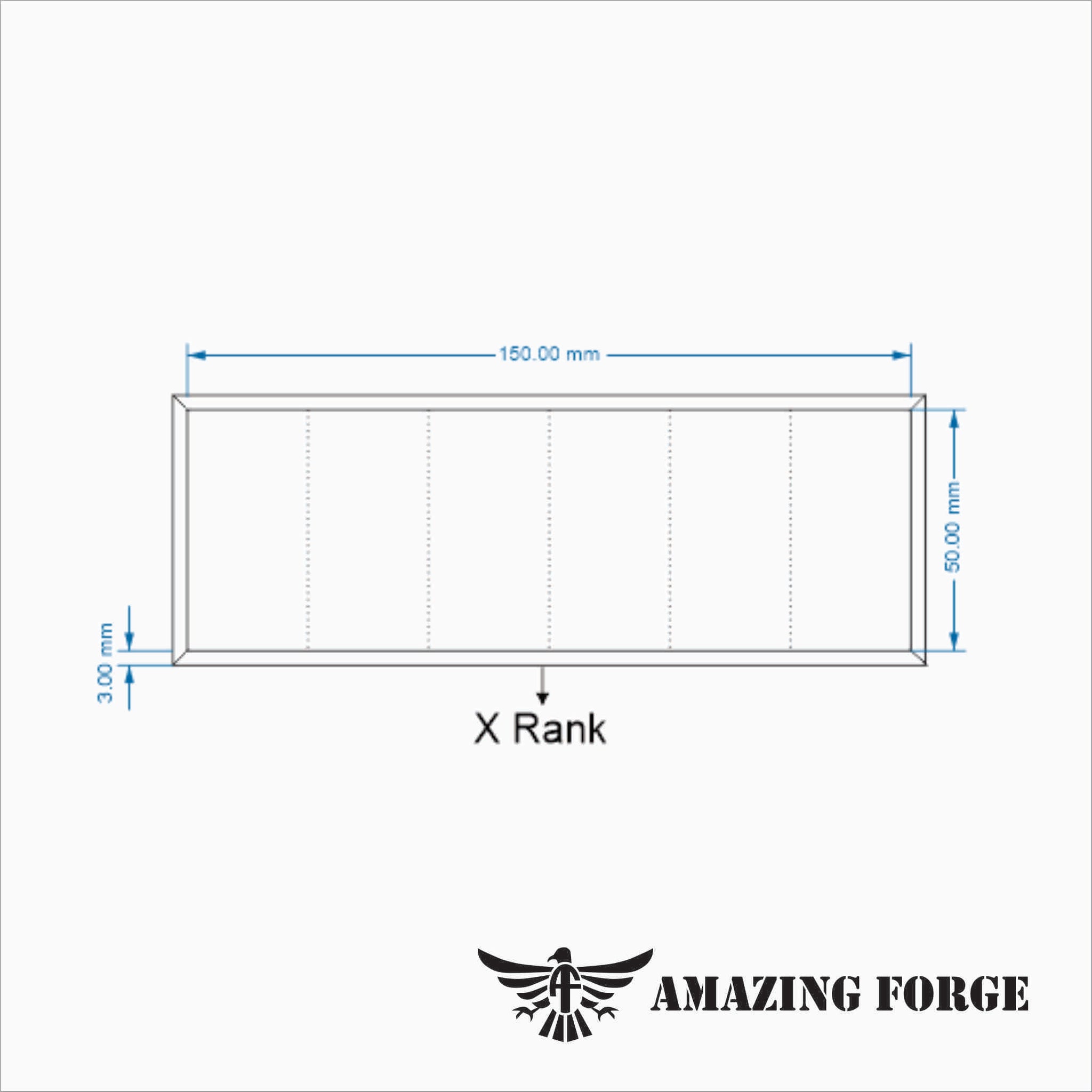 Movement tray (25mm by 50mm) 6 wide by X rank cavalry formation