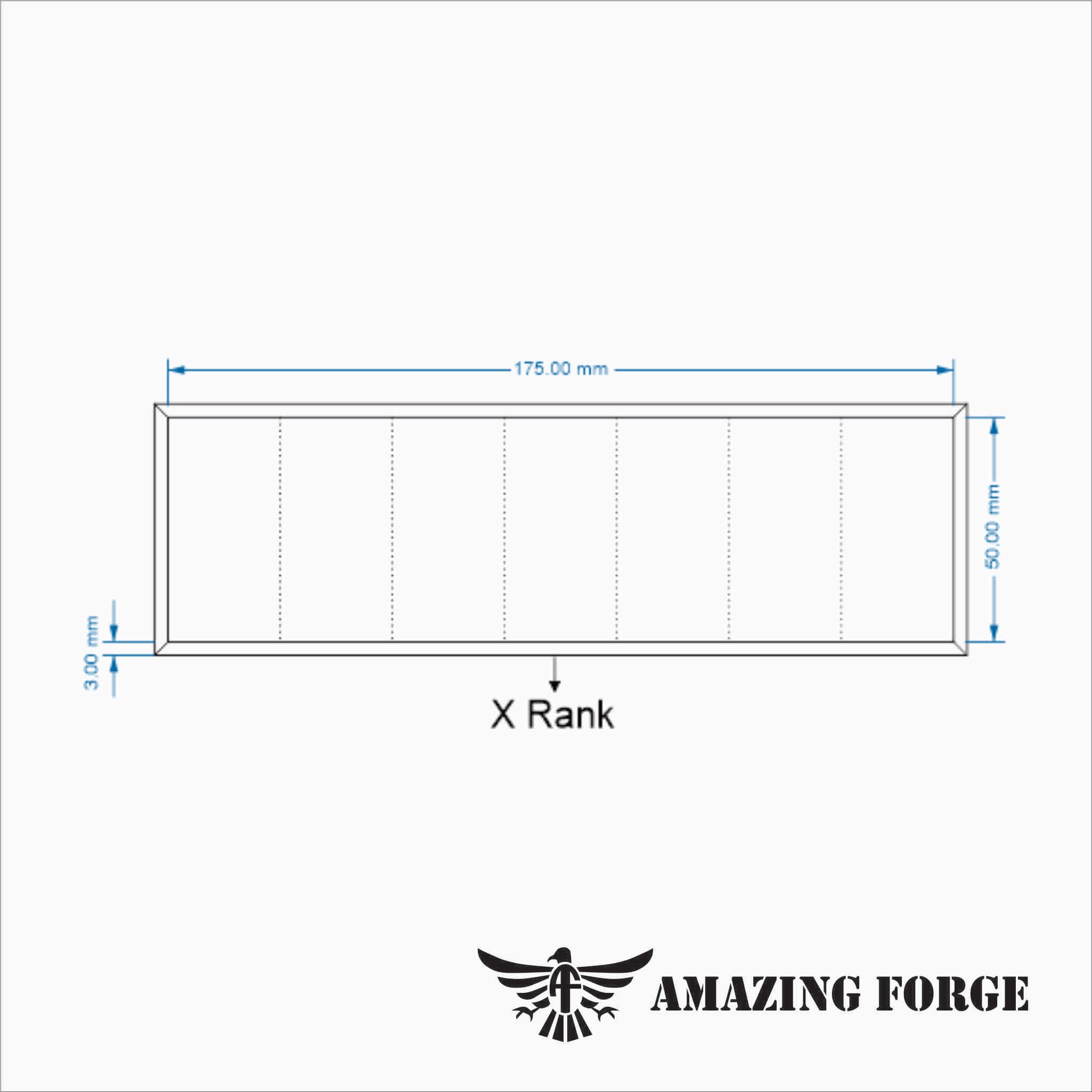 Movement tray (25mm by 50mm) 7 wide by X rank cavalry formation